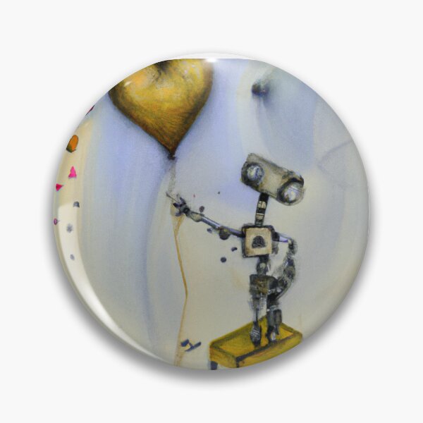 Item preview, Robot with heart balloon designed and sold by PainbutLove.
