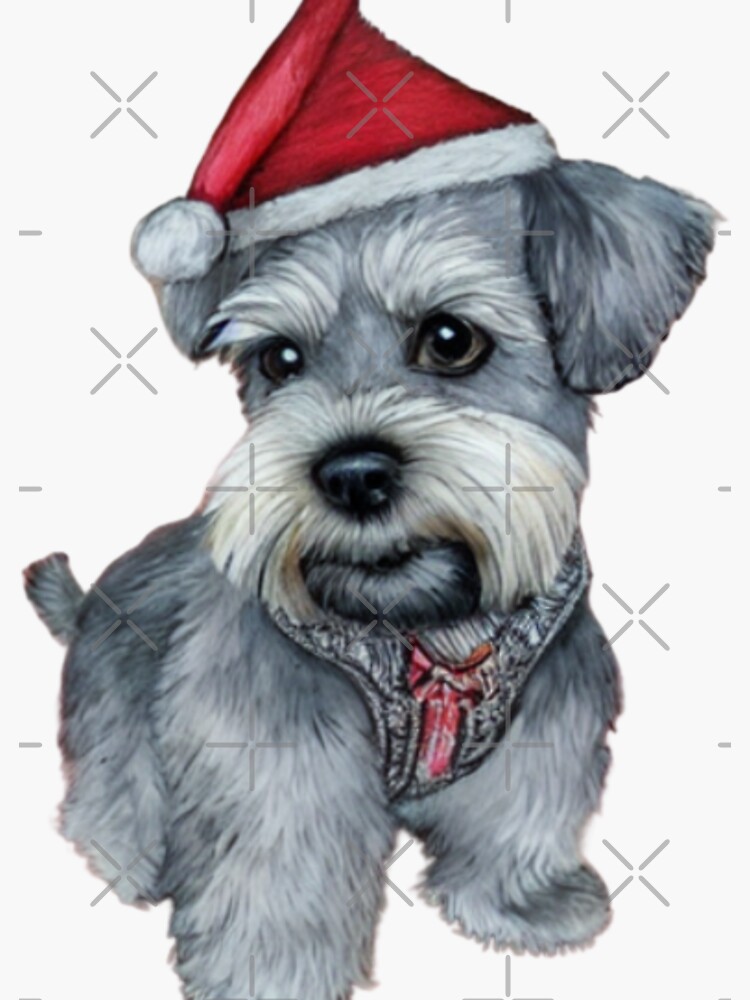 "Miniature Schnauzer Dog Christmas Celebration 7" Sticker for Sale by
