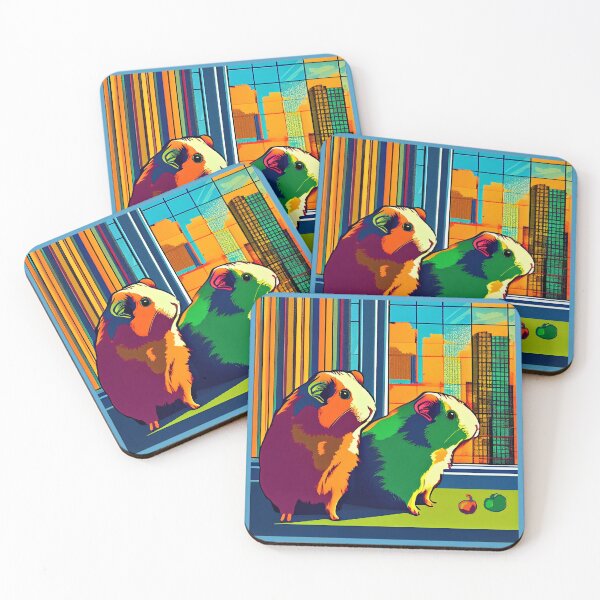 Item preview, Pop Art for Fun: Two Colorful Guinea Pigs by the Window designed and sold by factory88.