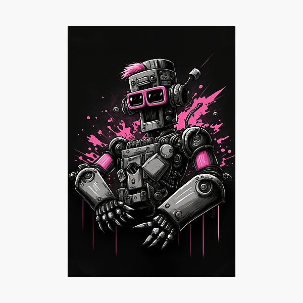 Item preview, Black And White Cool Robot With A Pink Glasses designed and sold by RobotsLookCool.