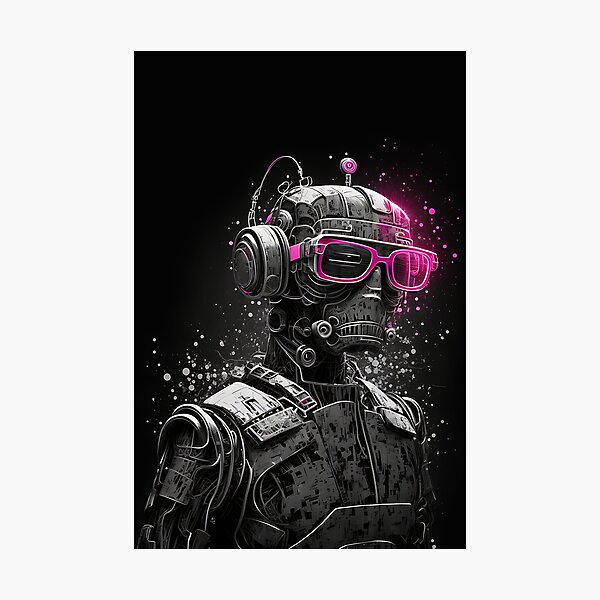 Item preview, Black And White Cool Robot With A Pink Glasses designed and sold by RobotsLookCool.