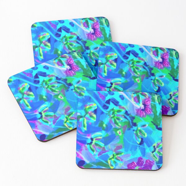 Item preview, abstract turquoise flowers designed and sold by beiba.