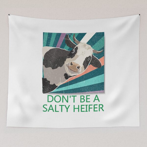 Item preview, Don't Be A Salty Heifer, Don't Be A Salty Heifer Retro Grunge Texture, Don't Be A Salty Heifer t shirt cows lover gift vintage designed and sold by RedArtsDesign.
