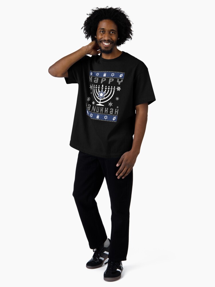 Thumbnail 4 of 7, Oversized T-Shirt, Happy Hanukkah Ugly Christmas designed and sold by EthosWear.