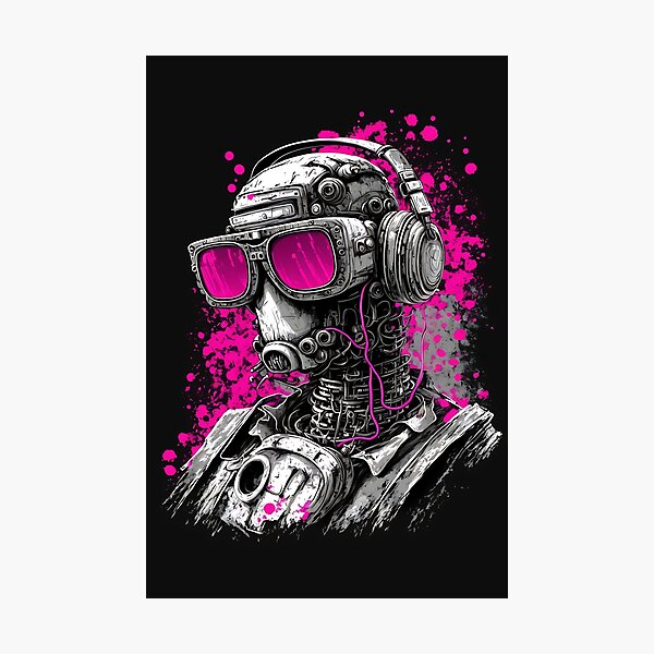 Item preview, Black And White Cool Robot With A Pink Glasses designed and sold by RobotsLookCool.