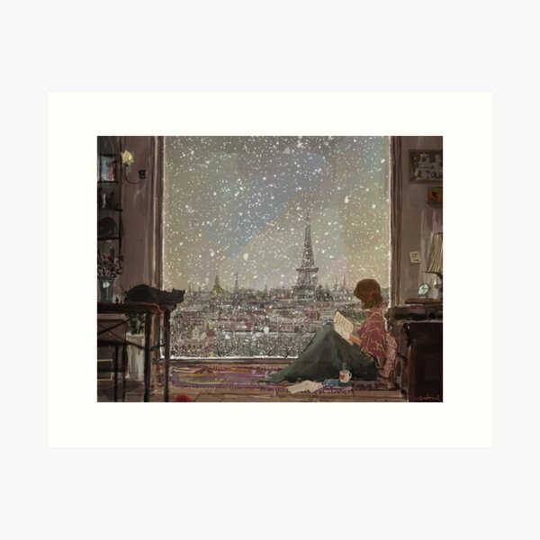 paris in snow Art Print