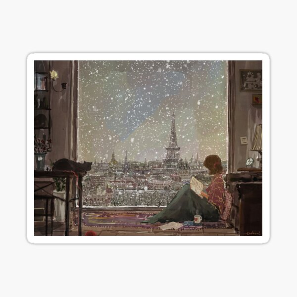 paris in snow Sticker
