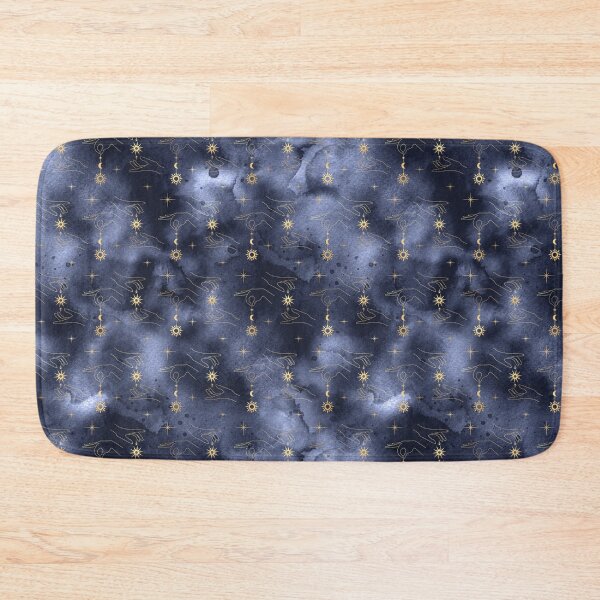 Item preview, Golden Sun Moon Star on String Hand Navy Blue designed and sold by marknprints.