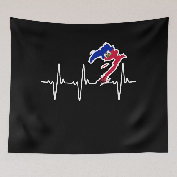 Item preview, Haiti Flag Pride Haitian DNA Roots Heartbeat designed and sold by QueenOfPrint.