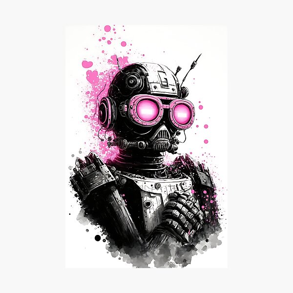 Item preview, Black And White Cool Robot With A Pink Glasses designed and sold by RobotsLookCool.