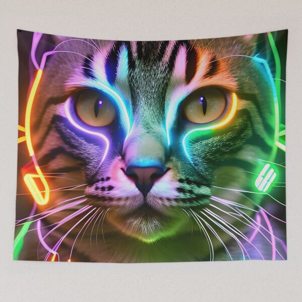 Item preview, Neon Cat - Modern Digital Art designed and sold by Ai-michiart.