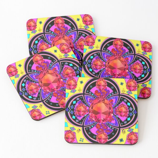 Item preview, DECORATIVE RED RUBY GEMS YELLOW-PURPLE PATTERN ART designed and sold by sharlesart.