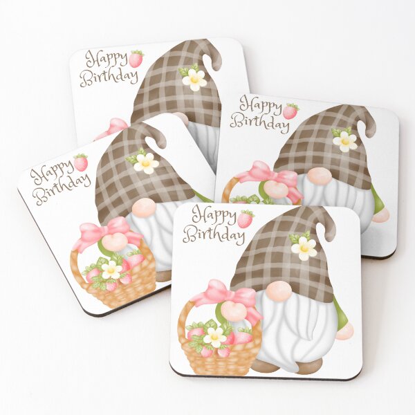 Item preview, Happy Birthday Cute Gnome with Strawberry Basket designed and sold by silviaol.