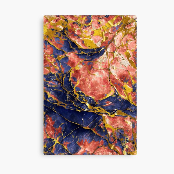 Blue Red Abstract Marble 2 Canvas Print