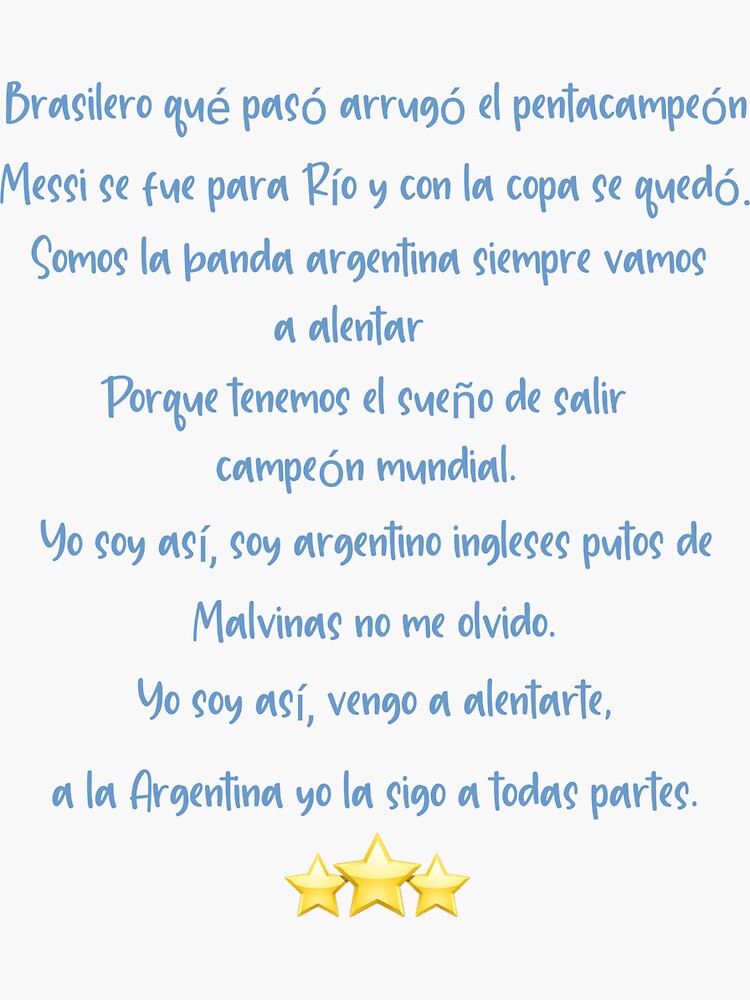 "Argentinian song Brasilero qué pasó arrugó el pentacampeón argentina