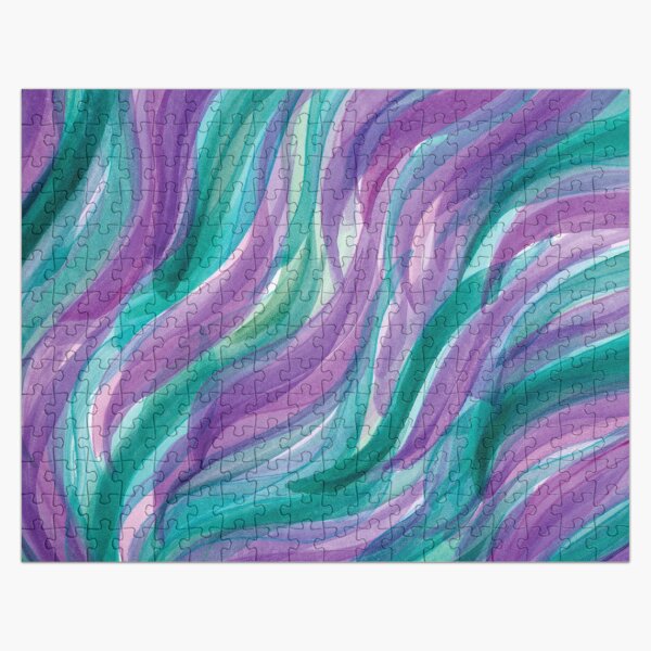 Purple Turquoise Waves Jigsaw Puzzle