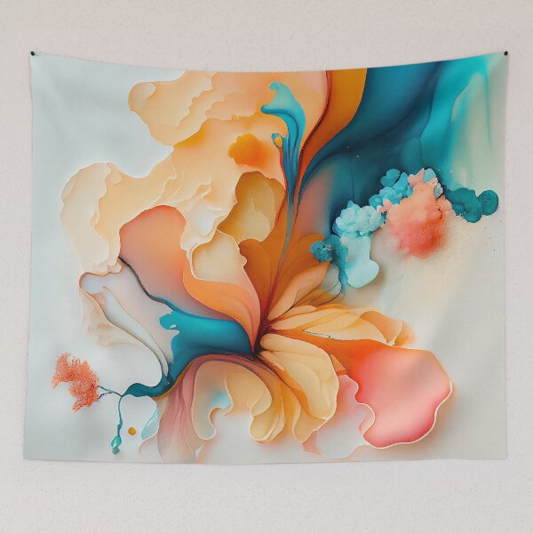 Item preview, Abstract fluid blending Yellow, blush and blue designed and sold by Ilze Lucero.