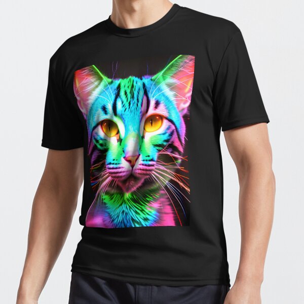 Fluffy Pink Cat - Modern Digital Art Active T-Shirt by Ai