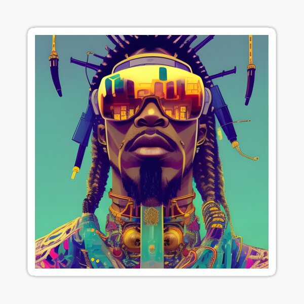 Aperçu de l'œuvre Un bel homme afro-américain avec des dreadlocks et des lunettes jaunes créée et vendue par Olga Nagornaya.