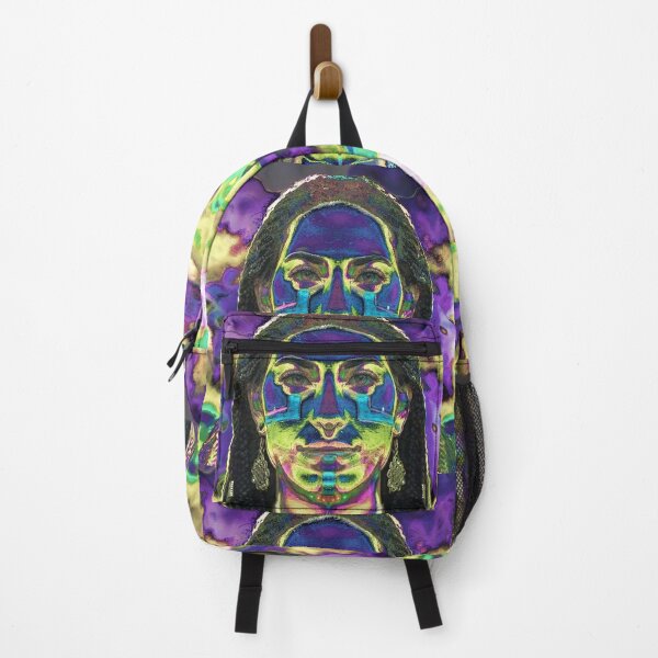 Item preview, Psychedelic Portrait of a Tribal Gipsy Queen in Purple White Gold and Green designed and sold by tribaltrouble.