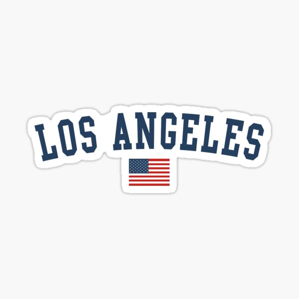 Los Angeles California Black Outline White Varsity Lettering Oval | Sticker