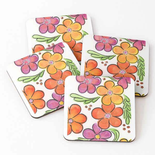 Item preview, Orange, Pink watercolour and ink  designed and sold by Ruth Curry.