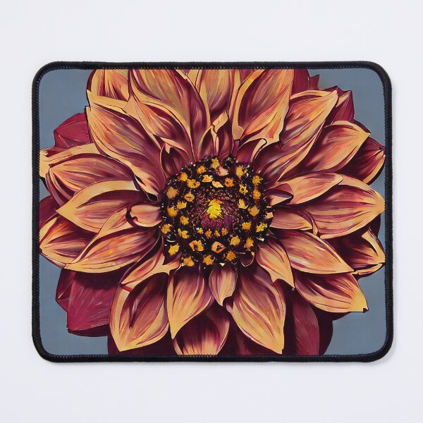 Item preview, Orange dahlia on blue background designed and sold by EasyElegance.