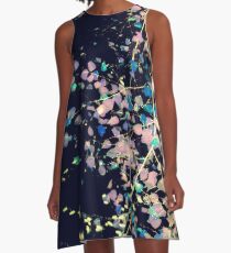 Nature Pattern # 4 - Birch (Blue) A-Line Dress