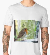 Robin on a fence Men's Premium T-Shirt