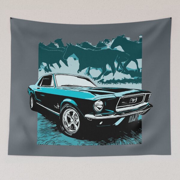 Item preview, Blue 68 Mustang with Horses designed and sold by Glenn Mueller.