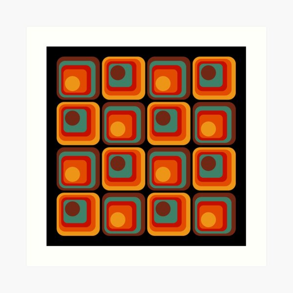 Retro Geometric Gradient Square and Circle Pattern 222