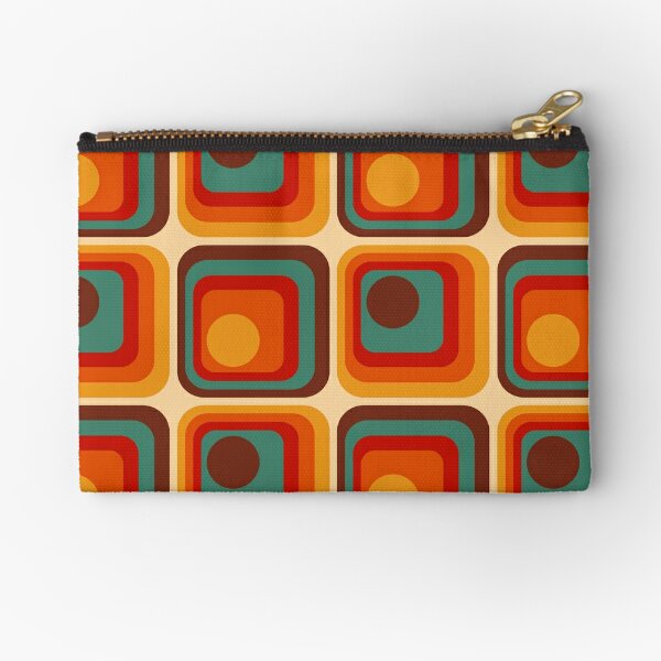 Maroon and Orange Circle Design Zipper Hippie Handbag: Boho Chic Delight