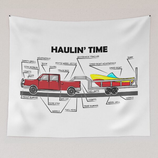 Item preview, Haulin' Time, Red Truck Hauling a Boat designed and sold by RebekahLDesigns.