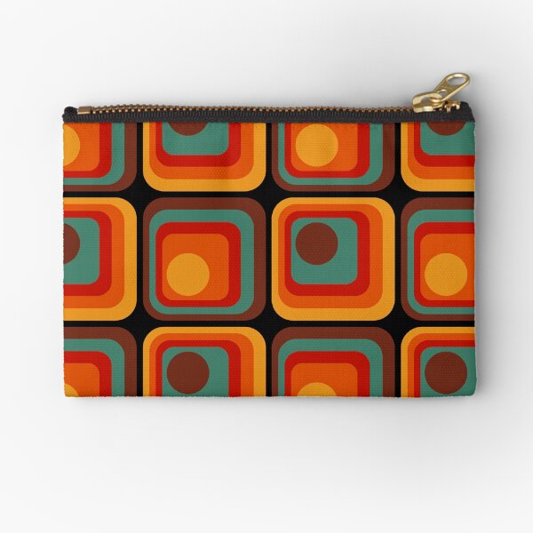 Retro Geometric Gradient Square and Circle Pattern 222 Zipper Pouch