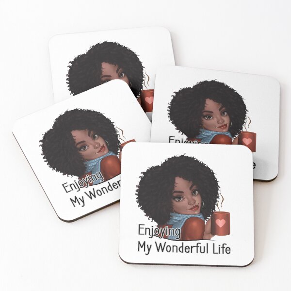 Item preview, Beautiful Black Girl Dringking a Hot Coffee and engoing her wonderful life, illustration designed and sold by ibrahim krimat.