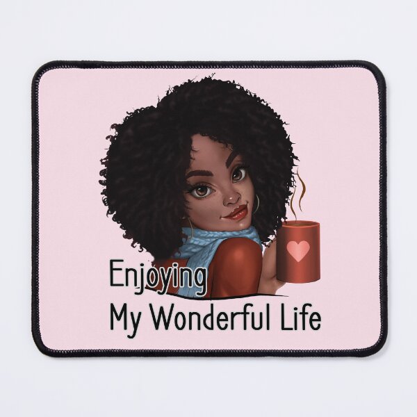 Item preview, Beautiful Black Girl Dringking a Hot Coffee and engoing her wonderful life, illustration designed and sold by ibrahim krimat.