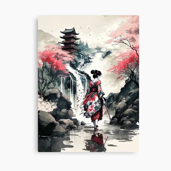 Item preview, Red Elegance Amidst the Mountains, Japan designed and sold by BellasArtStudio.