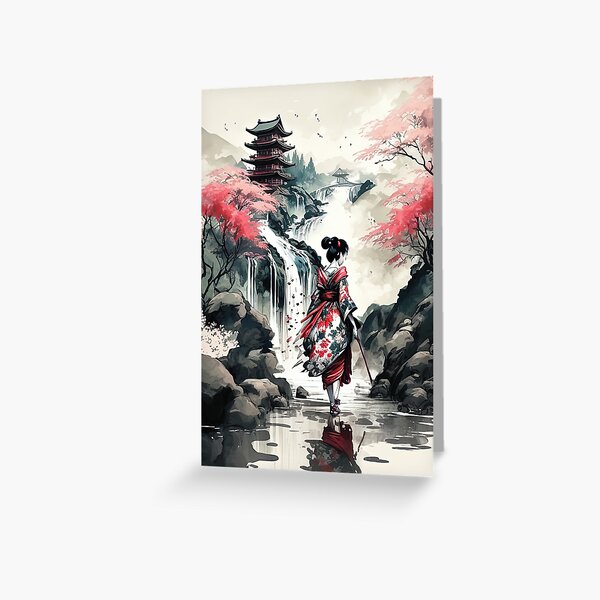 Item preview, Red Elegance Amidst the Mountains, Japan designed and sold by BellasArtStudio.