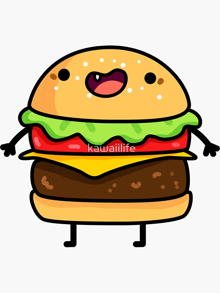 Kawaii Hamburger Sticker for Sale by kawaiilife