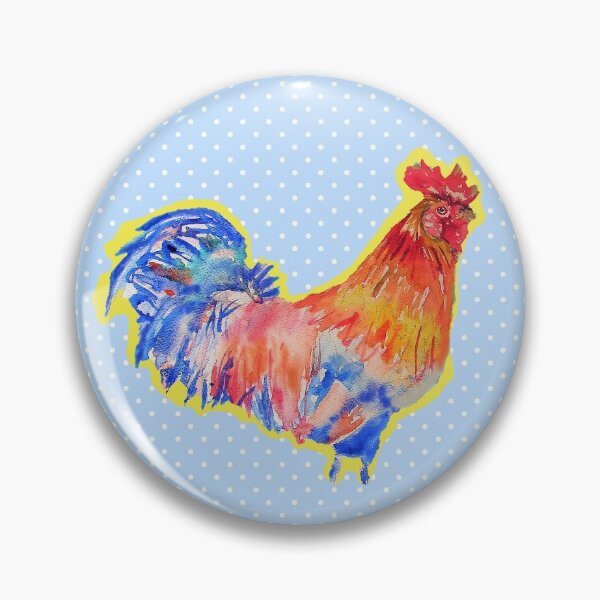 Item preview, Rooster Chicken Funny Watercolor Blue Polka Dot designed and sold by Sarah  Rajkotwala.
