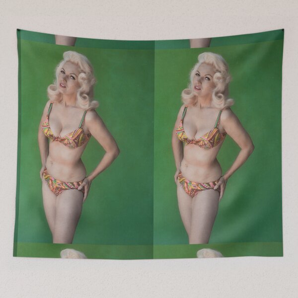 Item preview, Bunny Yeager mid 1960s selfie in vivid postmodern bikini designed and sold by Lowtech.