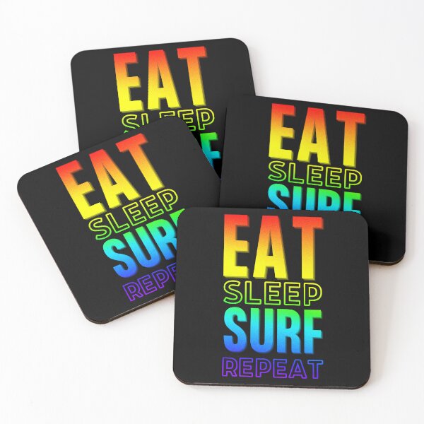 Item preview, EAT SLEEP SURF REPEAT, Vintage Hawaii Surfing Label designed and sold by Sun Sand & Sea Art.