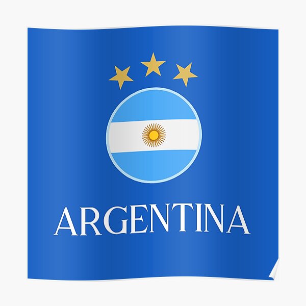 Argentina 2 White 3 Gold Stars Poster For Sale By Vredballer Redbubble 