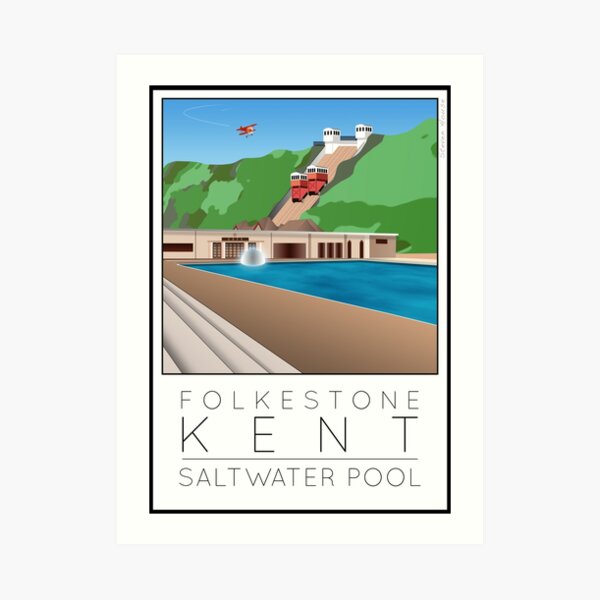 Lido Poster Folkestone Saltwater Art Print