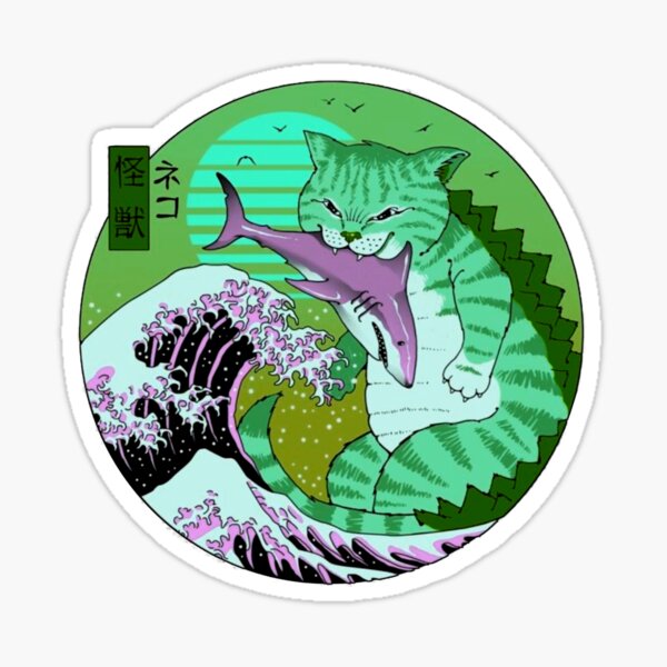 Angry Dayglow Green Cat Emoji Classic Round Sticker, Zazzle