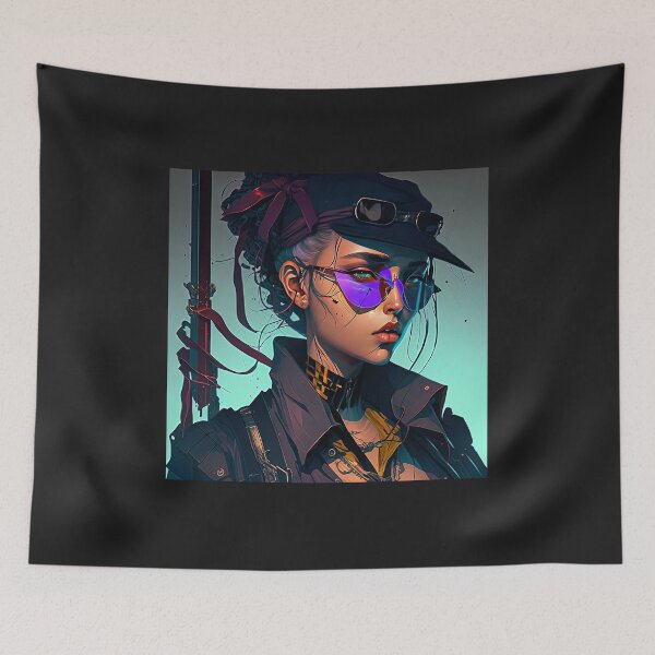 Aperçu de l'œuvre Femme Cyberpunk Assassin affiche impression créée et vendue par 3 CITIES.
