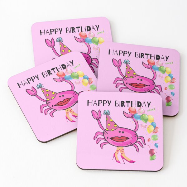 Item preview, HAPPY BIRTHDAY #5 FUNNY PINK CRAB PINK SHOES PARTY HAT BALLOONS  designed and sold by EllieMonroe.
