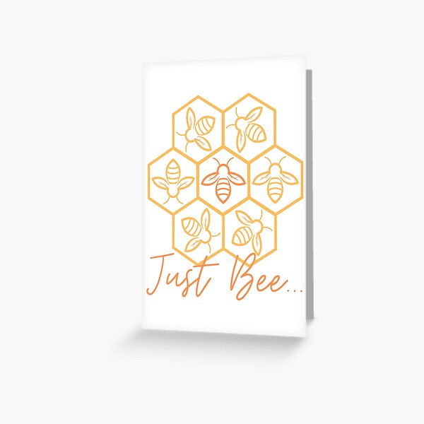 Just Bee - Geometric Honeycomb Design With Transparent Background Greeting Card