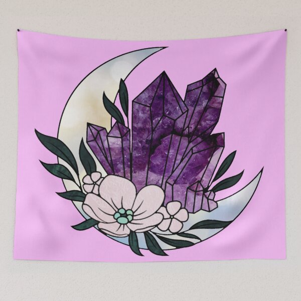 Artikelvorschau, Amethyst auf einem funkelnden Mond - Himmlische Designs entworfen und verkauft von MistyMorningsOR.
