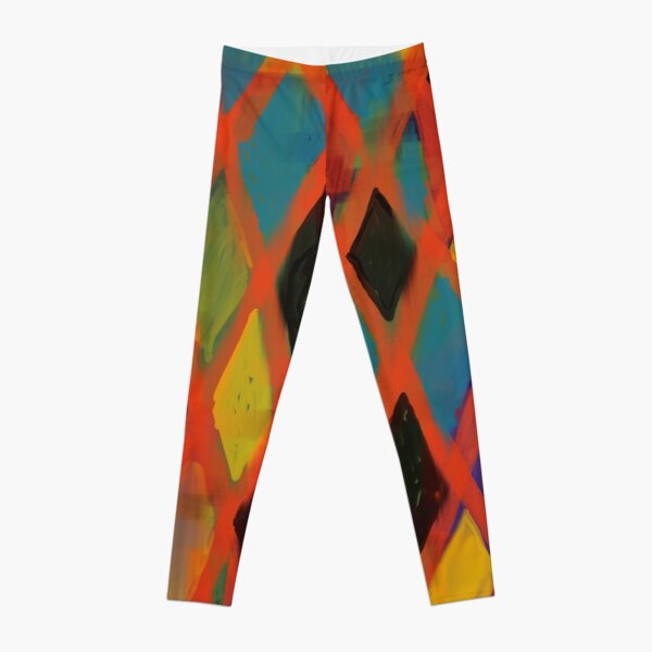 Colorful Harlequin Geometric Grid Leggings